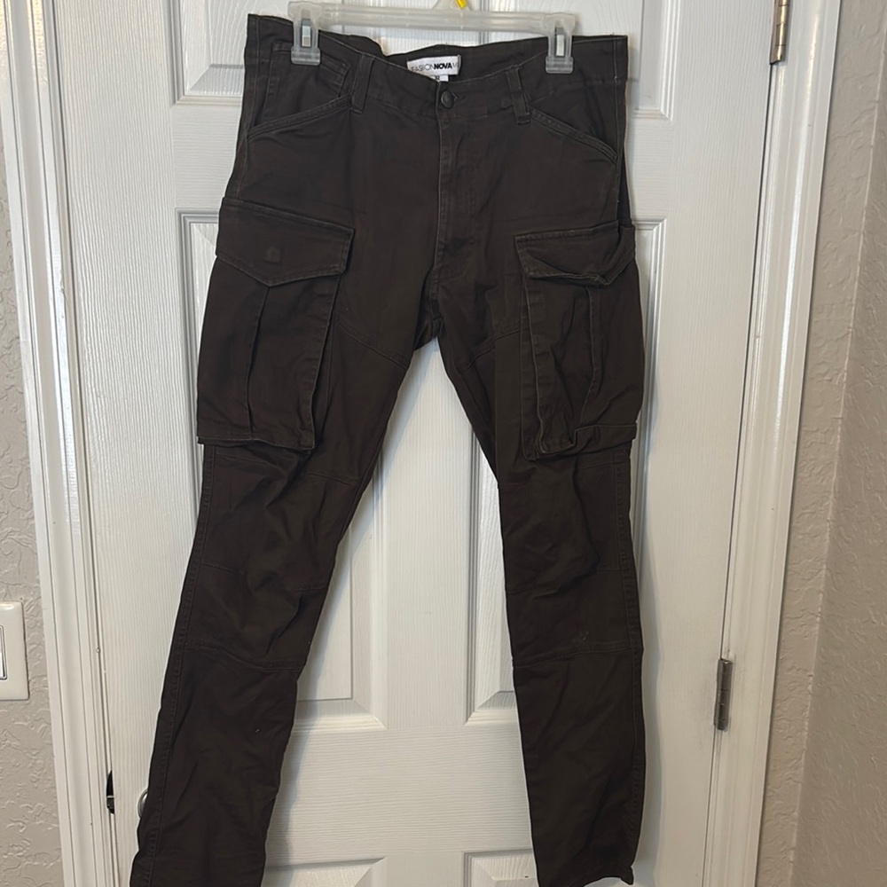 Fashion Nova Brown Cargo Pants Straight Leg Design